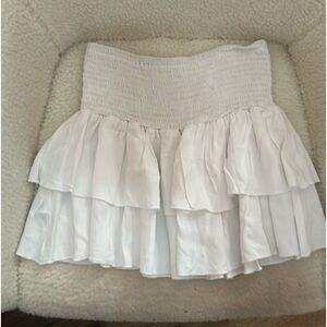 SHEIN PETITE Shirred Waist Layered Hem Skirt